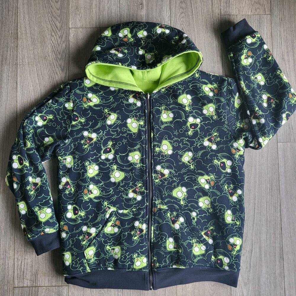 Hot Topic X Nickelodeon Invader Zim Reversible Zip-Up Hoodie Unisex Size Large